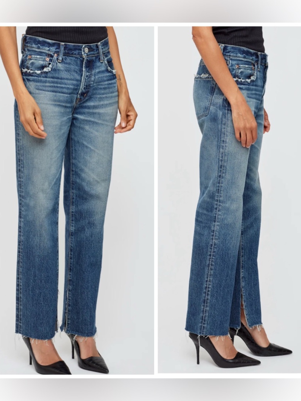 MOUSSY vintage Straight Split Raw Hem Selvedge Gleason Jeans Size 28 Japan